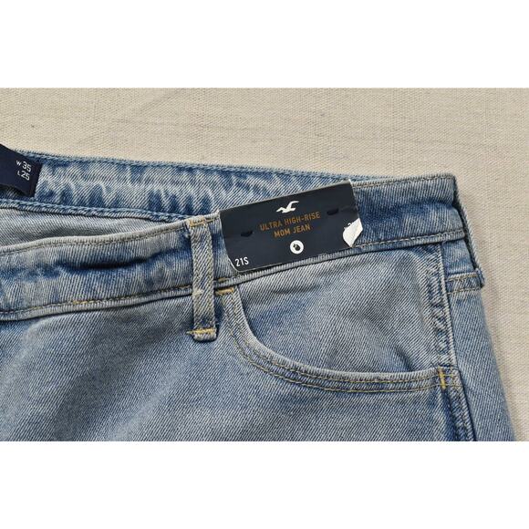 NEW Hollister Ultra High-Rise Mom Jean Plus Size 21S Distressed W/ Smiley Faces - Picture 7 of 8